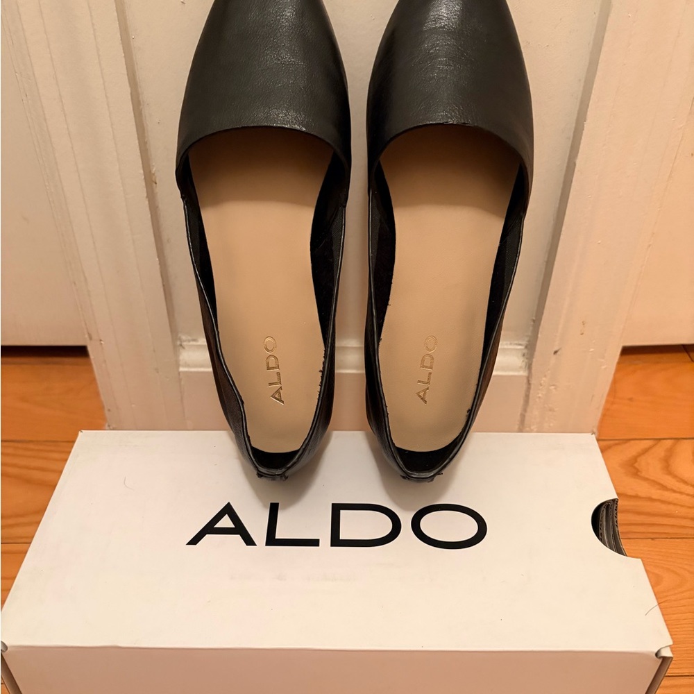 ALDO Black Pointed-Toe Slip-On Flats